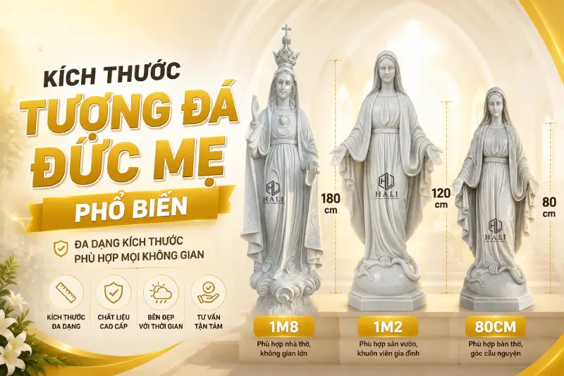 Kích Thước Tượng Đá Đức Mẹ Phổ Biến Và Cách Chọn Phù Hợp Cho Từng Không Gian